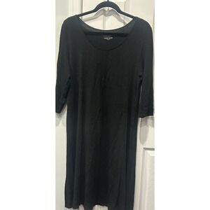 EILEEN FISHER Black Heathered Dress XL Viscose Spandex Knit RN78121 Minimalist